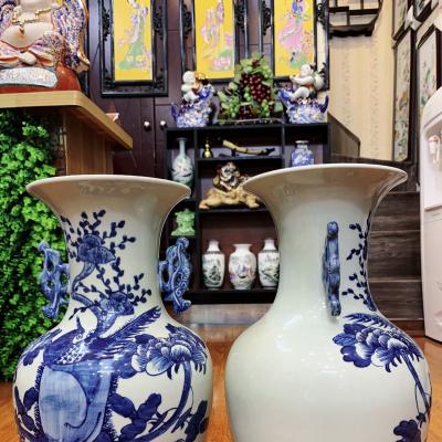 Cặp bình tích cổ Chim Trĩ Hoa Phù Dung